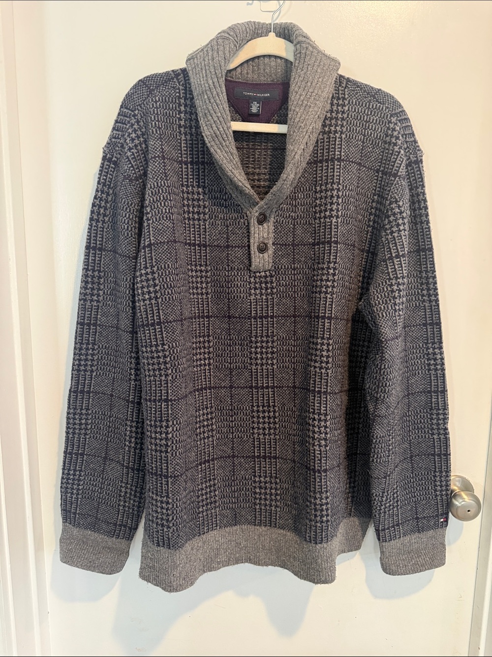 Tommy Hilfiger thick chunky Wool Clubroom sweater grandpa Men’s XXL
